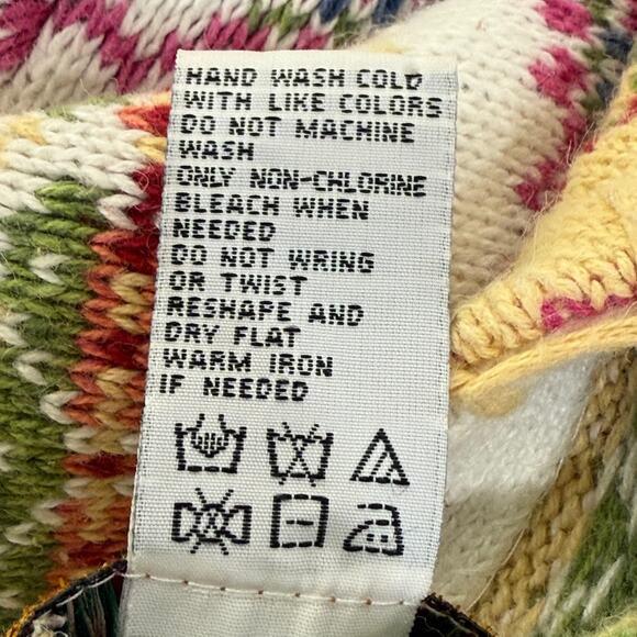 Vintage Y2k Fair Isle Knit Cardigan Sweater Winter Cottage Prairie Grandma M - Picture 7 of 7